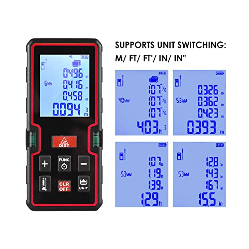 Laser Distance Meter 328Ft/100M, Laser Measurement Tool With 2 Bubble Levels, M/Ft/Ft'/ In/In Multiple Unit Multifunctional Laser Measure (Lepmerk Laser Level Is Class Ii,Output<1Mw) #TOP2