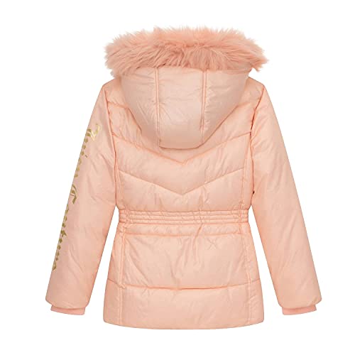 Image of Juicy Couture Girls Coat, Faux Fur Hooded Winter Jacket, Warm Padded Parka Hoodie, Kids Heavyweight Winter Coat