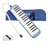 Glarry 32 Keys Melodica Soprano Instrument Air Piano Keyboard with Short and Long Mouthpieces, Strap...