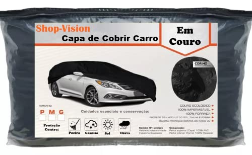 Capa de Cobrir Carro em Couro 100% Forrada Impermável Protege Contra Sol Chuva Riscos Poeiras P M G