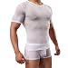 Produktbild YiZYiF Herren Unterhemd aus Mesh Transparent Unterwäsche Stretch T-Shirt Tops Clubwear M-3XL (XL, W2 Weiß)