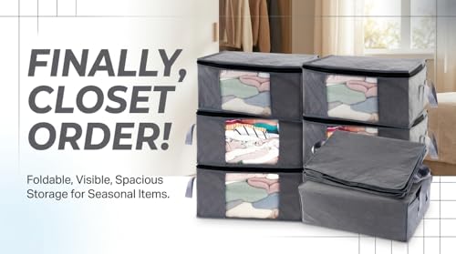Storage Clothes Bins Closet Bags - 35L Containers Organizer Boxes Clothing Bin Organization for Organizing Blanket Pillow Sheet Sweater, Foldable Bedroom Small Storage Totes With Lids Zipper, 6pc Pack - image 4