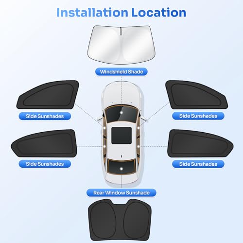 Image of Canvcle Window Shades for 2013-2017 Honda Accord Accessories Windshield Sun Shade Side Rear Window Cover Sunshade Sun Visor Shield Privacy Protection for Camping Keep Vehicle Cool Black 6PCS
