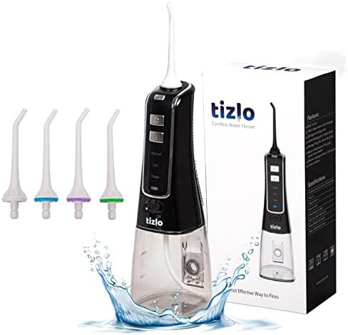 Water Flosser Cordless 10oz 300ml Rechargeable Portable 3 Modes For Brighter and Healthier Teeth IPX7 Technology Dental Waterjet - 4 Tips (Purple)