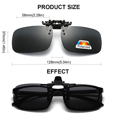 Junsika Polarized Clip On Sunglasses for Prescription Glasses Men Women Flip Up Rimless Black Sunglasses UV400 Protection4