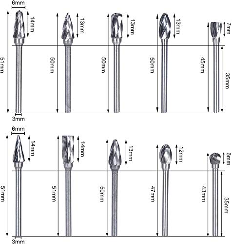 Yuelutol TS-AL3X6-10 Aluminum Cutting Bits Carbide Burr Set-10 Pieces thumb #5