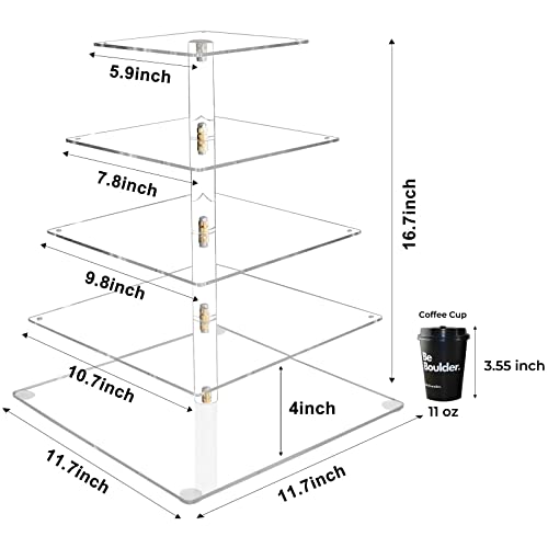 Vdomus 5-Tier Acrylic Cup Cake Stand Display Tower With Led String Lights, Dessert Tree Tower Display Tiered Cupcake Stand Holder Platter For Birthday Wedding Party Celebration, Warm #TOP2