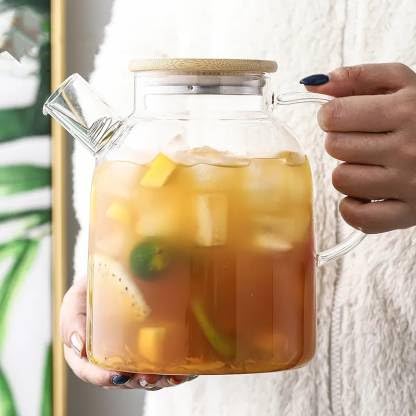 Avastro 1.8L/1.8L Big Transparent Borosilicate Glass Teapot Heat-Resistant Large Clear Tea Pot Flower Tea Set Puer Kettle Office Home Tool Pack of 1