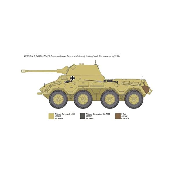 Italeri 6572 6572S 1:35 Dt. SdKfz. 234/2 Puma 8-Rad-originalgetreue Nachbildung, Modellbau, Plastik Bausatz, Basteln… – Bild 8