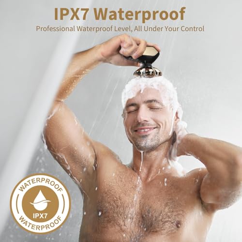 Image of SHPAVVER Head Shavers for Bald Men: 5-in-1 Electric Razor - IPX7 Waterproof Shaving Grooming Kit for Balder - Turbo Speed & Precision Blades (Little Gold)