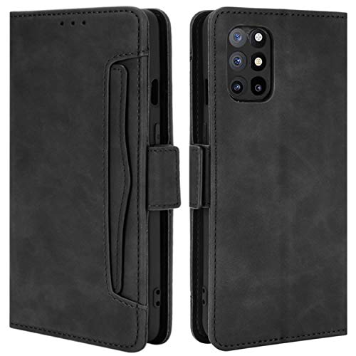 HualuBro Handyhülle für OnePlus 8T Hülle Leder, Flip Case Cover Stoßfest Klapphülle Handytasche Schutzhülle für OnePlus 8T Tasche (Schwarz) Cover
