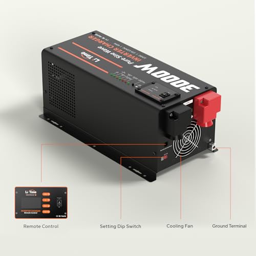 Image of LiTime 3000W Pure Sine Wave Inverter Charger, LCD Display 12V DC to 120V AC