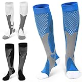 FEISIGE 3 Pairs Compression Socks, 20-30 mmHg Circulation Support - Ideal Compression Stockings for Running, Nursing, Flight, and Travel - Knee-High Varicose Veins Socks (Size: L/XL)