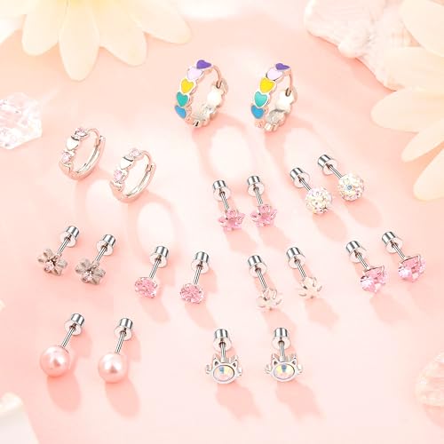 Surgical Stainless Steel Earrings Hypoallergenic Screw Back Stud Earrings for Women 6