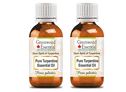 Image of Greenwood Essential Turpentine Essential Oil (Pinus palustris)-Gum Spirit of Turpentine Pure | Non-Sticky | Non-greasy | Lightweight | Men & Women | All Skin Types | Steam Distilled 100ml X 2