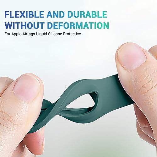 Image of LIRAMARK Airtag Case for Apple Airtags Silicone Case Protective Cover for Airtag Case Locator Tracker Anti-Lost Device Keychain Protection Sleeve (Green)