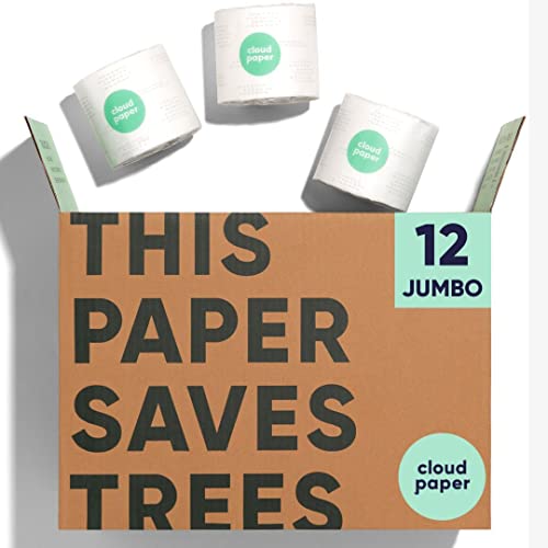 Cloud Paper Bamboo Toilet Paper - 12 Rolls of Eco Friendly Toilet Paper, 3-ply, 300 sheets per roll - Soft and strong, FSC-certified, Totally Chlorine-Free, Plastic-Free, Vegan Cloud Paper Bamboo Toilet Paper - 12 Rolls of Eco Friendly Toilet Paper, 3-ply, 300 sheets per roll - Soft and strong, FSC-certified, Totally Chlorine-Free, Plastic-Free, Vegan