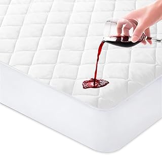 Linens World Microfiber Quilted Waterproof Mattress Protector Double - Matressesdouble Protector 30cm Stretch Skirt Double Mattress Protector Non-Noisy Double Bed Mattress Protectors (135 x 190 cm)