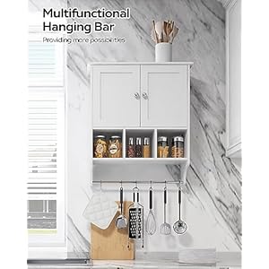 Medicine Cabinets Space Saving Wall Cabinet with 2 Doors and Adjustable Towel Rack Shelves Storage Cabinet for Toilet Bathroom Living Room Kitchen White