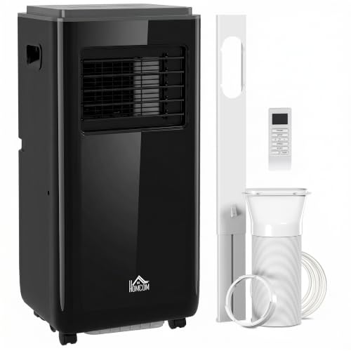 HOMCOM 10000 BTU Portable Air Conditioner for 440 Sq. Ft. Rooms, Deep Black