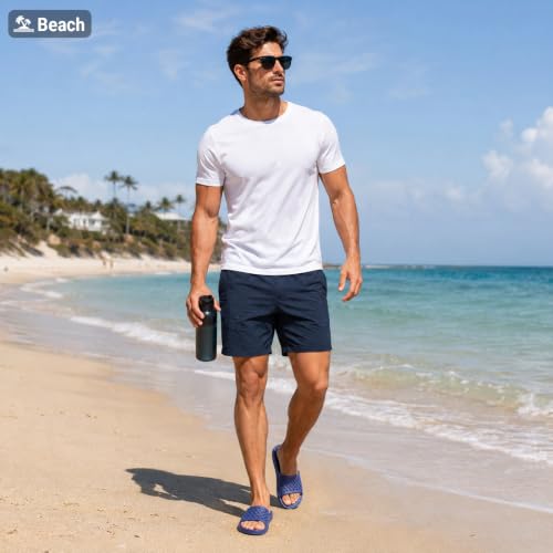 Image of Aoowoll Mens Shower Shoes With Holes Dry Quickly Bath Slippers Womens Non Slip Indoor Home Bedroom Pool Spa Guest College Dorm
