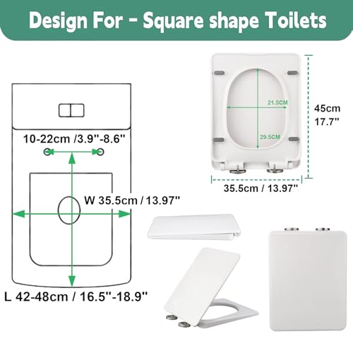 Abattant WC design carré blanc avec fixation par le dessus stable