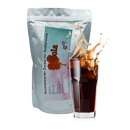 1 kg Aromazucker COLA - Zucker für Zuckerwatte Zuckerwattemaschine - Aromatisierter Zuckerwatte-Zucker für Zuhause - Farbzucker mit Colageschmack für Popcorn und Dekorieren Cover