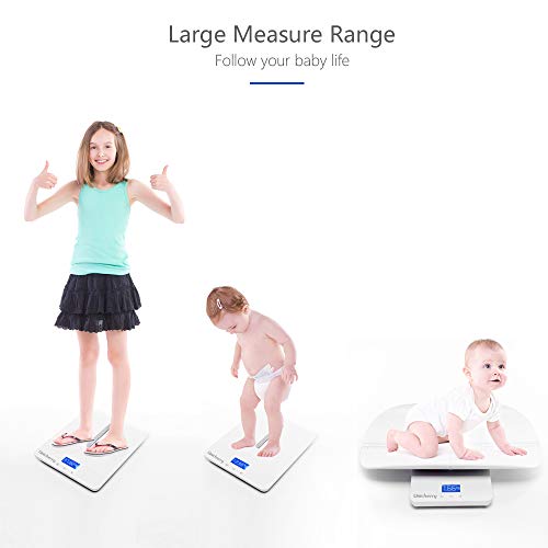 UNICHERRY Baby Scale, 2 in 1 Digital Baby Scale with Free Growth Chart, Measure Your Baby or Pet Weight Accurately, Baby Weighing Scale with 4 Weighing Modes, Holding Function, Blue Backlight(Button)