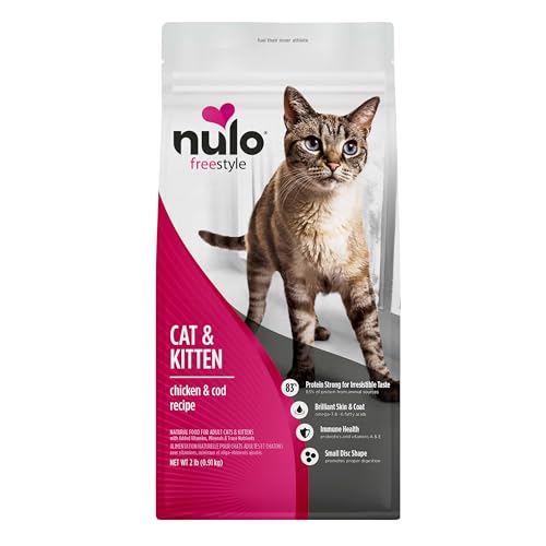 Nulo Freestyle Cat & Kitten Dry Food - Chicken & Cod Recipe, High Protein Grain Free Cat Food, Natural Kibble with Probiotics & Omega Fatty Acids, 2lb Bag