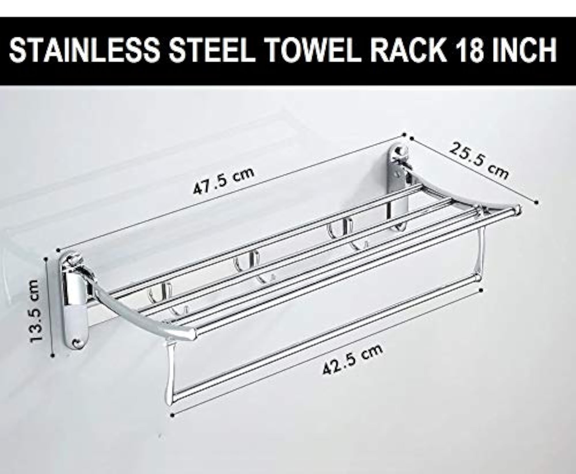 Folding Towel Rack/Bathroom Rack, 18 Inch