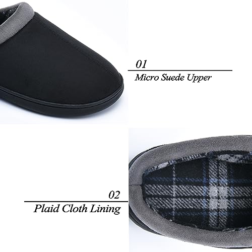 Memory Foam Mens Slippers Slip-On Comfy House Slippers for Men Indoor Outdoor Non-Slip Warm Winter Men’s Bedroom Slippers Size3