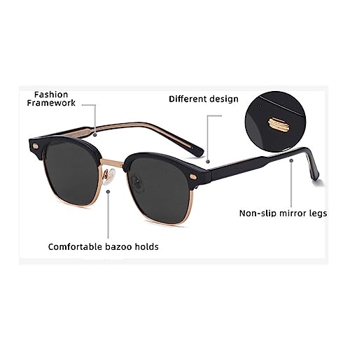 metal sunglasses polarized woman men green orange half frame retro male sun glasses uv400 semi rimless female3