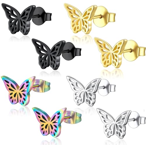 Boucles d'oreilles aile de papillon en acier hypoallergénique pour femme