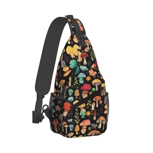 Cute Mushroom Sling Backpack,Fashion Shoulder Bags Adjustable Crossbody Chest Bag for Women Men Travel Hiking Daypack2