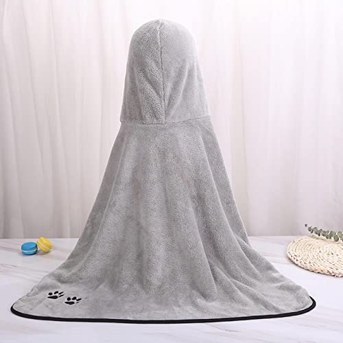 Peignoir de bain de chat et chien en microfibre super absorbante gris - 4