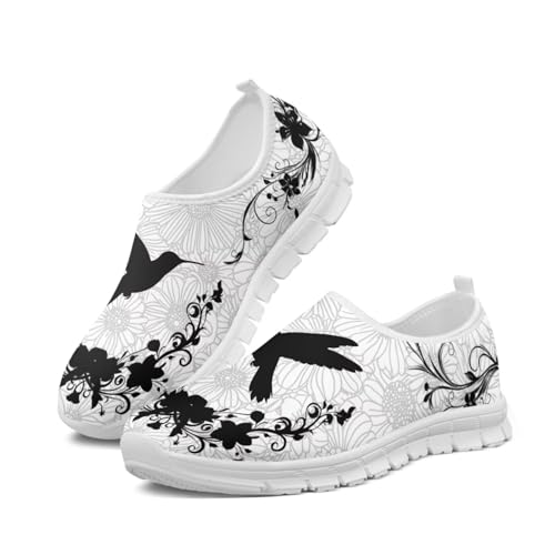 Jeiento Boho Floral Loafers for Women Slip on Shoes Flats Shoes Cozy Work Shoes