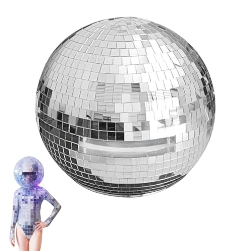 KUNYOS 15.7in Discokugel Kopfbedeckung voll mit Gläserspiegeln Disco Kugel Helm mit extrem coole Lichtreflexion Glitzer Helm Disco lässt dich in Clubs Bars und Party-Shows hervorstechen