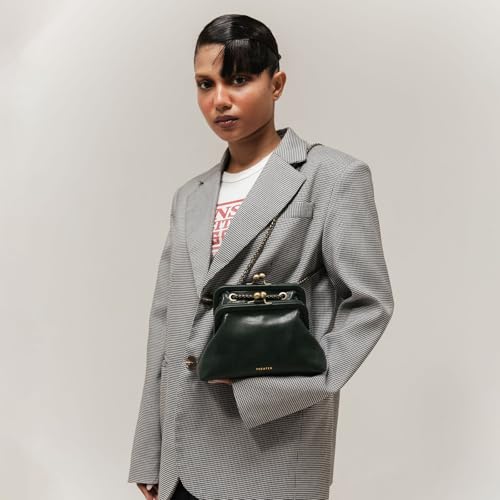 Image of Theater Francesca Vintage Kisslock Clutch Bag for Women Elegant Chain Shoulder Handbag with Structured Frame