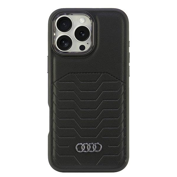 Audi AU-TPUPCMIP16PM-GT/D3-BK Étui en cuir synthétique pour iPhone 16 Pro Max 6,9" Noir