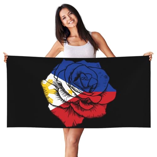 Philippines Flag Rose Patriotic Flag Design Beach Towel - Lightweight