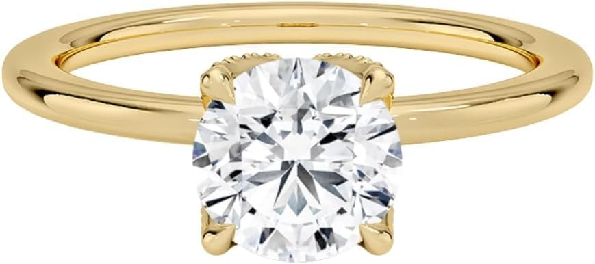 1-5 CT Round Cut Lab Grown Diamond Engagement Ring 10K 14K 18K Solid Gold Solitaire Engagement Ring Promise Bridal Ring Christmas gift for Women(E-F VVS1-VVS2)