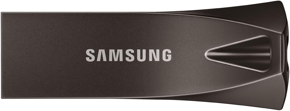 Samsung BAR Plus USB Flash Drive Type-A, 512 GB, 400 MB/s Read, 110 MB/s Write, Durable USB 3.2 Memory Stick with Key Ring, Titanium Grey, MUF-512BE4/APC