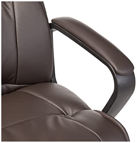 Image of Amazon Basics Office Task Chair with Adjustable Height, 360 Swivel, Padded Armrests, Mid-Back, Rolling, 275 Pound Capacity, 24 inchD x 24.2 inchW x 34.8 inchH, BIFMA Certified, Dark Brown Faux Leather