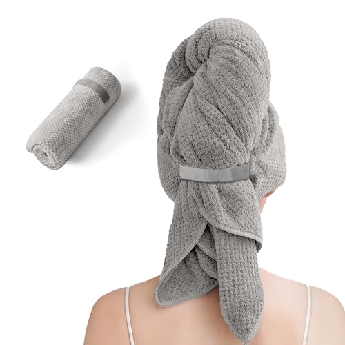 Netcken Large Microfiber Hair Towel for Women,Super Soft Anti Frizz