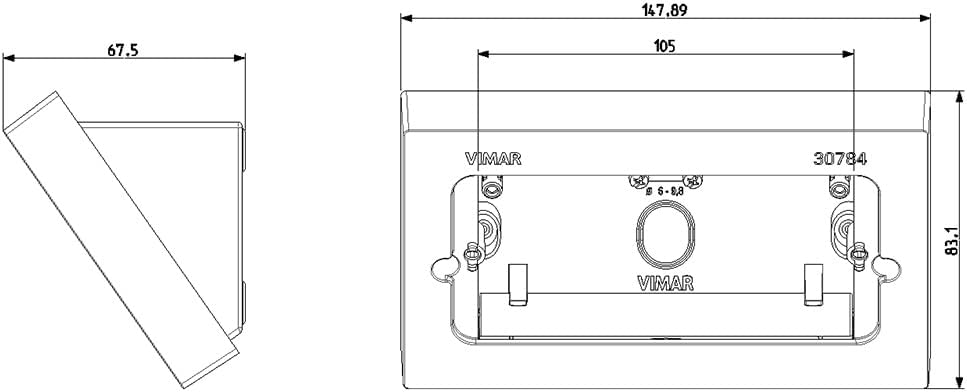 VIMAR 30784.B Linea Tilted Desktop Box, Installation of 4 Modules, in Double Version: 1-Maximum Depth 32 mm, 2-Maximum Depth 44 mm, to be Completed with Stand and Plate.