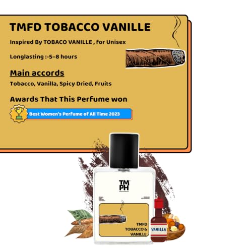 Image of TMPerfumehouse tmfd tobacco vanille EDP for Men & Women | Gourmand, Warmspicy & Long Lasting Perfume Spray | Vanilla, Sweet & Tobacco Fragrance | Luxury Gift for Him & Her | TMPH | 50ml