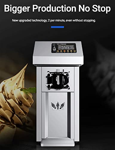 SONLED Kommerzielle Eismaschine, 1200 W elektrische Softeismaschine, 16-18 l/h Edelstahl-Desktop-Eismaschine, 3 Geschmacksrichtungen süße Kegel-Eismaschine für Restaurants – Bild 6