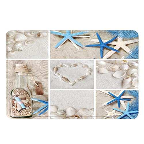 Paillasson D'Entrée Antidérapant Durable, Coquille D'étoile De Mer Plage Paillasson l'Intérieur l'Extérieur Porte Tapis 40x60 cm Paillasson Personnalisé Interieur Salle de Bains Cuisine