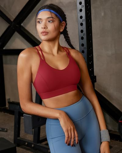 Image of RUNNING GIRL Sports Bras for Women,Strappy Crisscross Back Padded Low Impact Running Sports Bra with Removable Cups