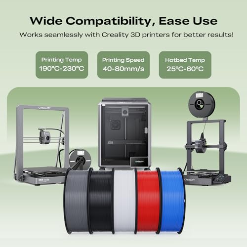 Image of Creality 3D Printer Filament Bundle 4KG, 4 Pack 1kg Spool(2.2lbs) 1.75mm PLA Filament Bulk + /- 0.02mm, for Most FDM 3D Printers, White and Black
